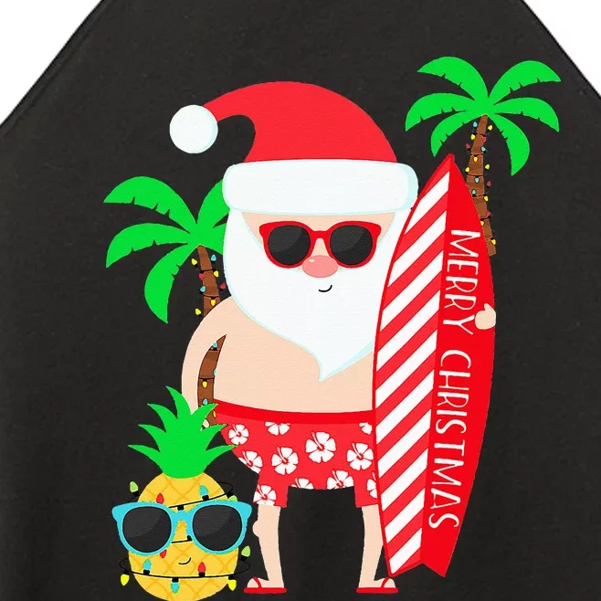 christmas in july party costume clothing santa surfing Women’s Perfect Tri Rocker Tank