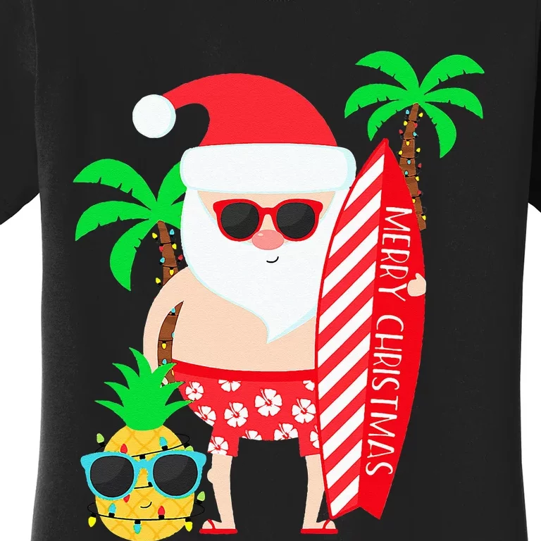 christmas in july party costume clothing santa surfing Women's T-Shirt