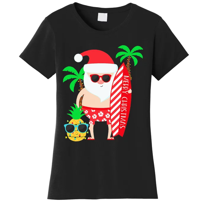 christmas in july party costume clothing santa surfing Women's T-Shirt