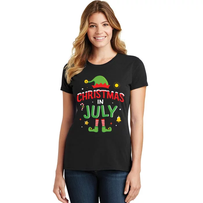 Christmas In July Funny Elf For Summer Xmas Women's T-Shirt