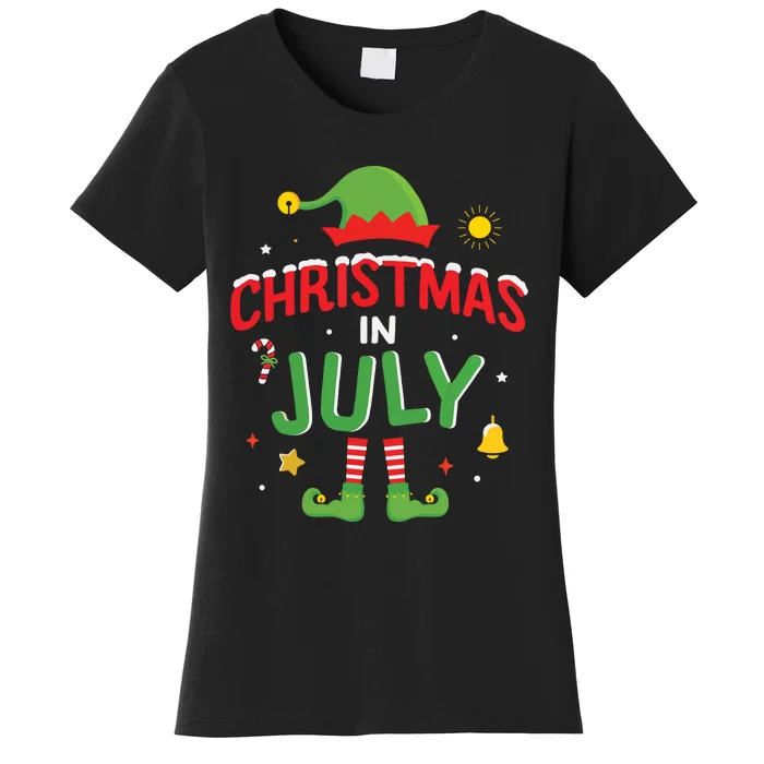 Christmas In July Funny Elf For Summer Xmas Women's T-Shirt