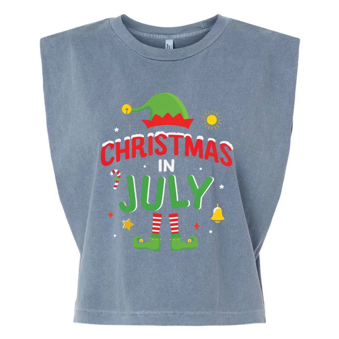 Christmas In July Funny Elf For Summer Xmas Garment-Dyed Women's Muscle Tee