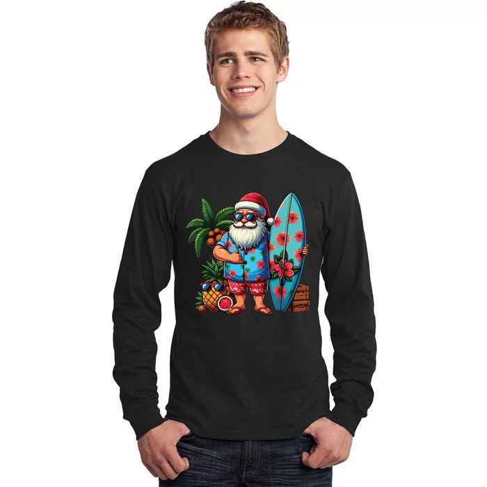 Christmas In July Santa Beach Summer Tall Long Sleeve T-Shirt