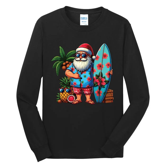 Christmas In July Santa Beach Summer Tall Long Sleeve T-Shirt