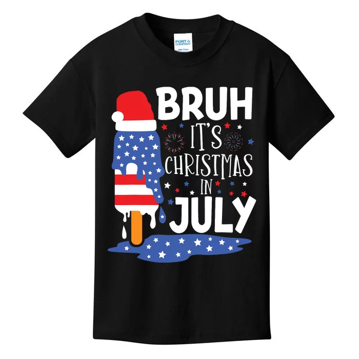 Christmas In July Shirts For Bruh Ice Pops 4th Of July Kids T-Shirt