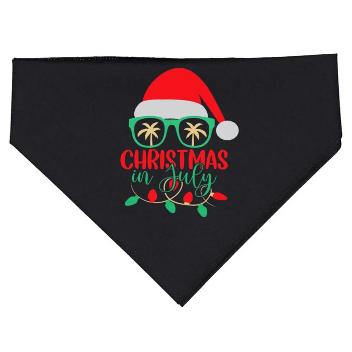 Christmas In July Santa Hat Sunglasses Summer Celebration USA-Made Doggie Bandana