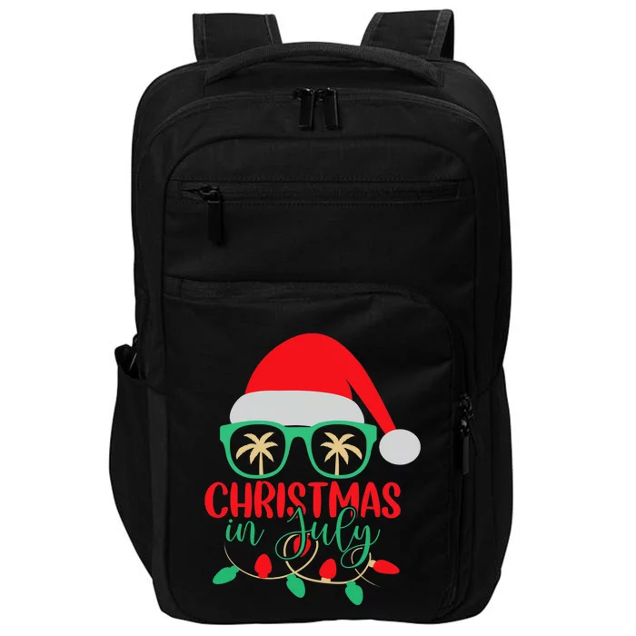 Christmas In July Santa Hat Sunglasses Summer Celebration Impact Tech Backpack