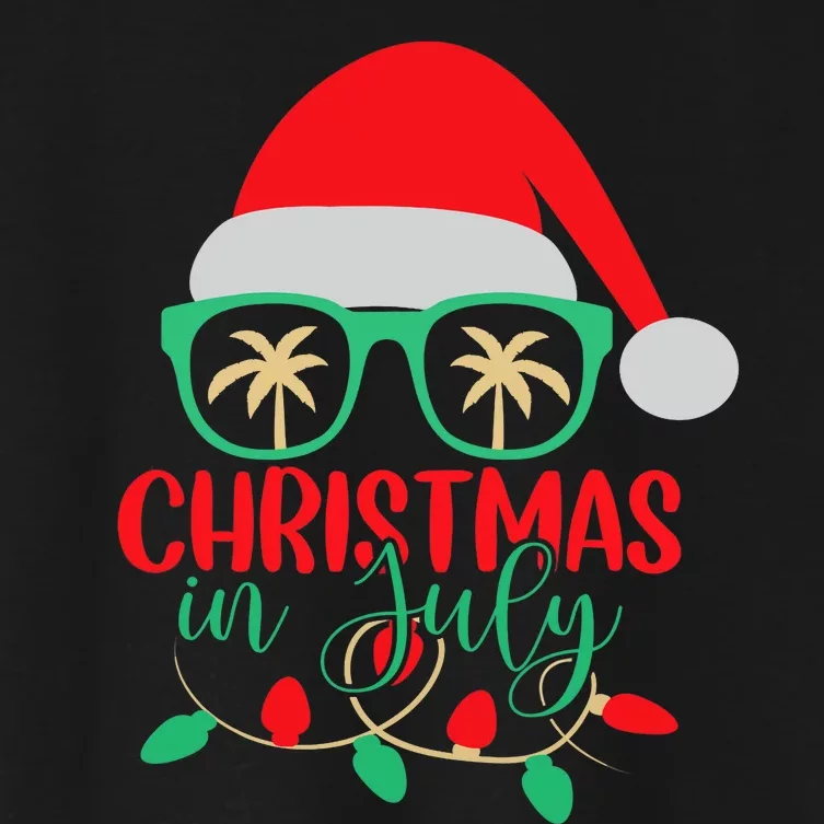 Christmas In July Santa Hat Sunglasses Summer Celebration Women's Crop Top Tee