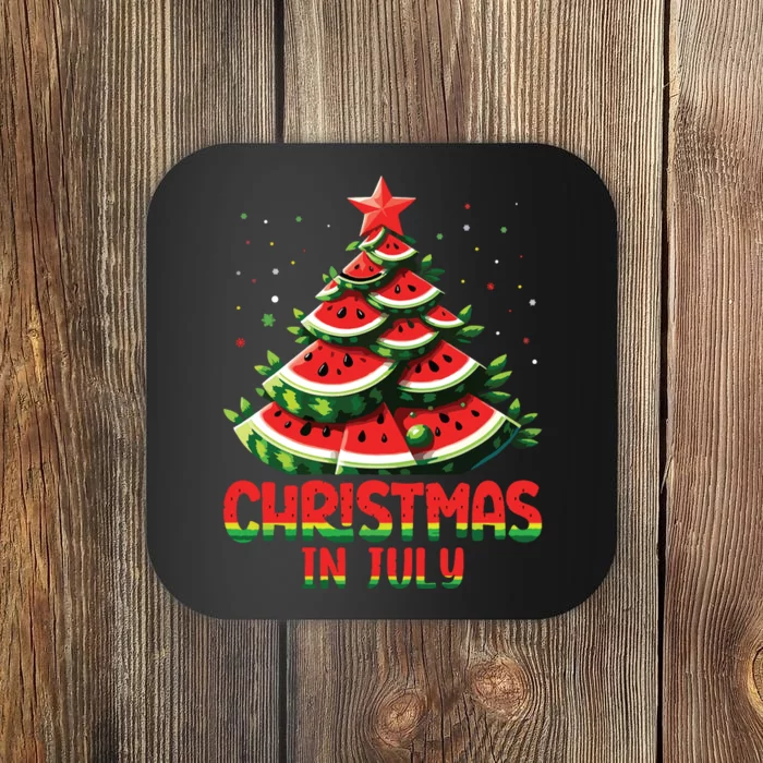 Christmas In July Watermelon Tree Summer Coaster