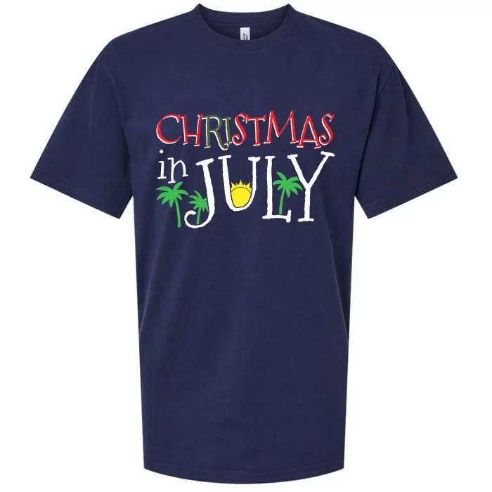 Christmas in July Merry Christmas Summer Funny Santa Sueded Cloud Jersey T-Shirt