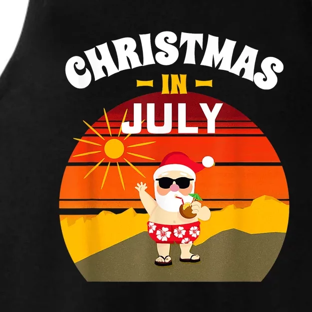 Christmas In July Shirts For Women Men Kids Santa Sunset Ladies Tri-Blend Wicking Tank