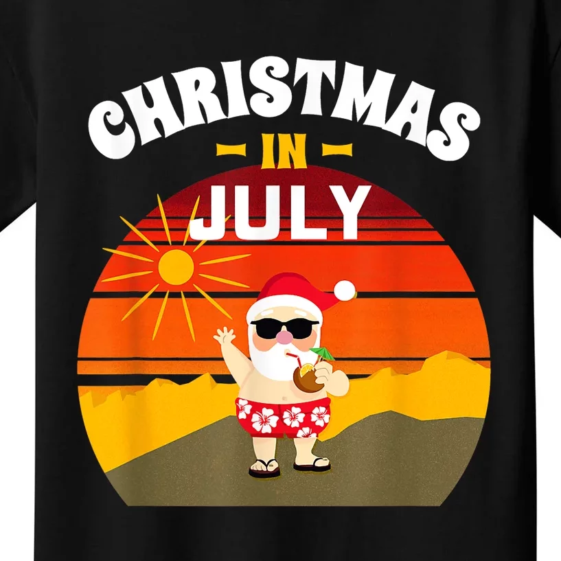 Christmas In July Shirts For Women Men Kids Santa Sunset Kids T-Shirt