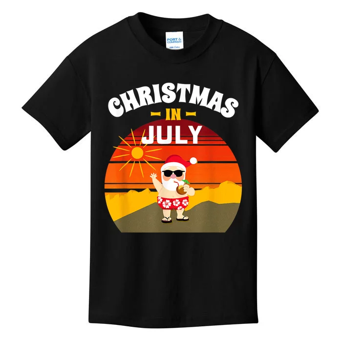 Christmas In July Shirts For Women Men Kids Santa Sunset Kids T-Shirt