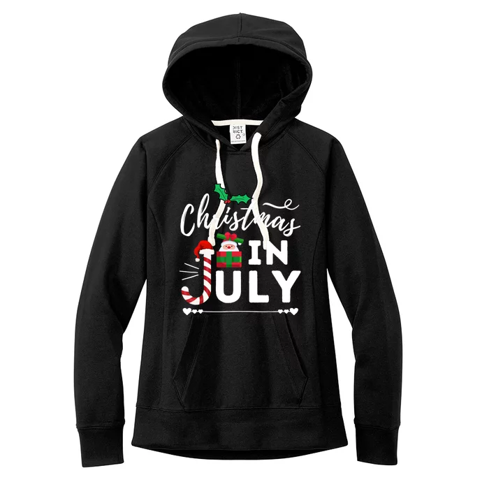 Christmas In July Beach Summer Santa Hat Gift Hawaiian 2021 Women's Fleece Hoodie