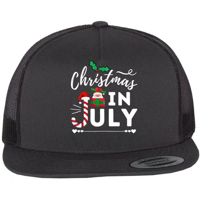 Christmas In July Beach Summer Santa Hat Gift Hawaiian 2021 Flat Bill Trucker Hat