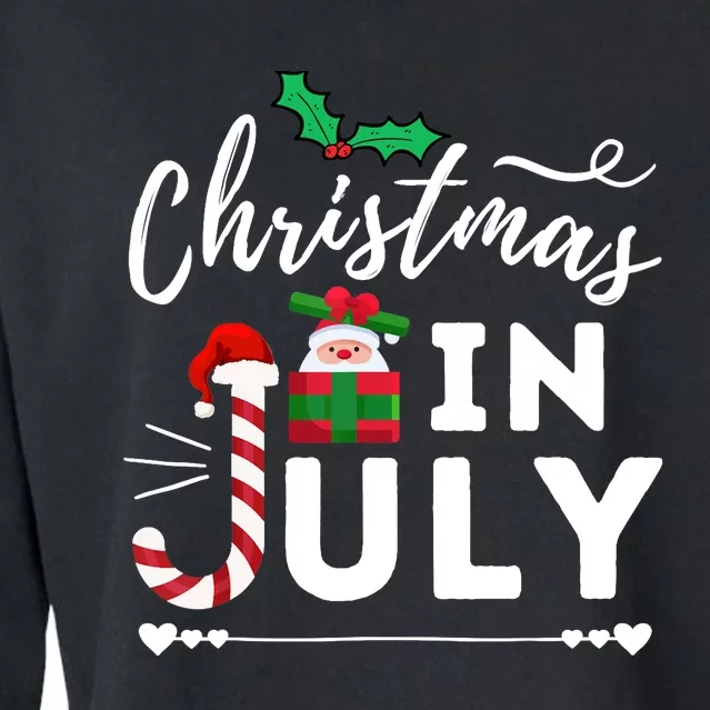 Christmas In July Beach Summer Santa Hat Gift Hawaiian 2021 Cropped Pullover Crew