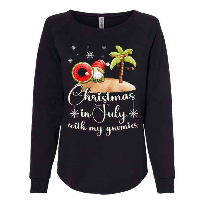 Chrismas in July gnome on beach in summer Womens California Wash Sweatshirt