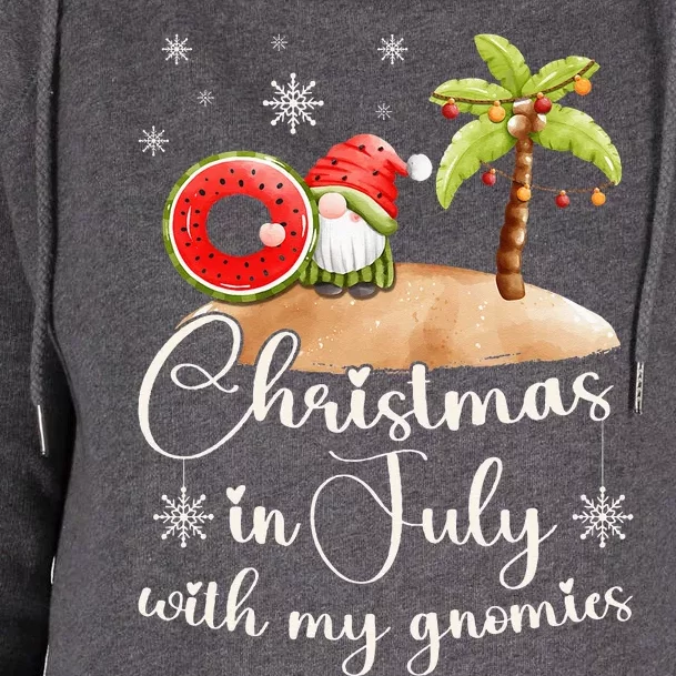 Chrismas in July gnome on beach in summer Womens Funnel Neck Pullover Hood