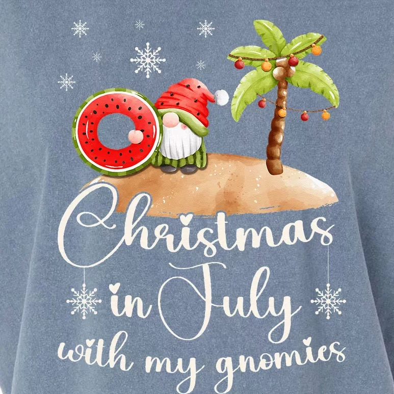 Chrismas in July gnome on beach in summer Garment-Dyed Women's Muscle Tee