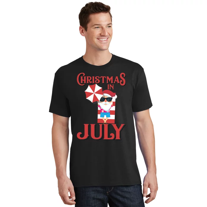 Christmas In July | Cute Beach Santa Claus Gift T-Shirt