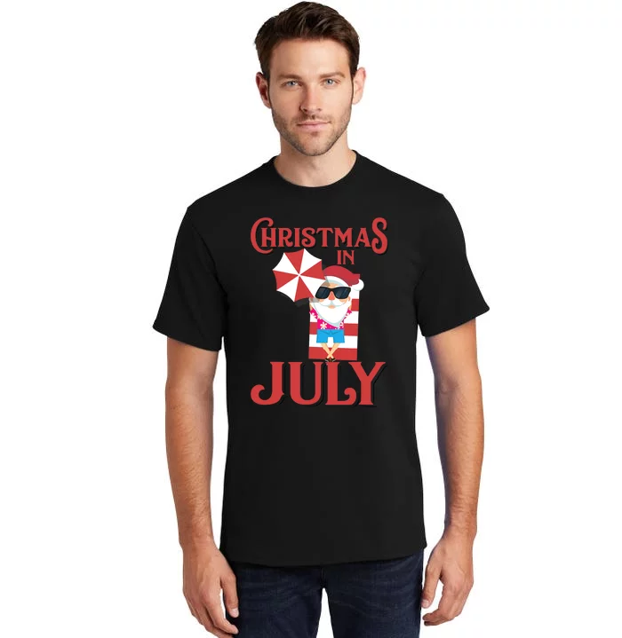 Christmas In July | Cute Beach Santa Claus Gift Tall T-Shirt