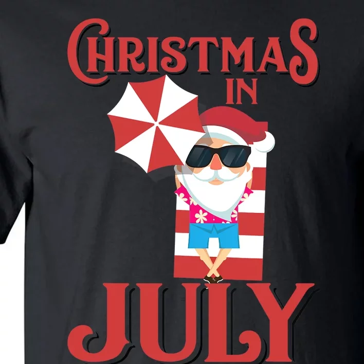 Christmas In July | Cute Beach Santa Claus Gift Tall T-Shirt