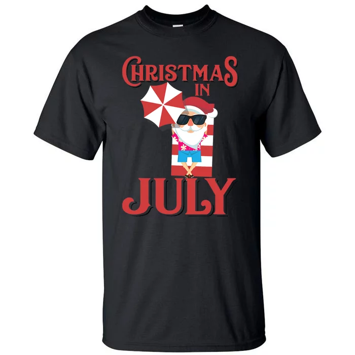 Christmas In July | Cute Beach Santa Claus Gift Tall T-Shirt