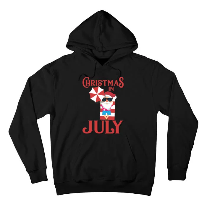 Christmas In July | Cute Beach Santa Claus Gift Tall Hoodie