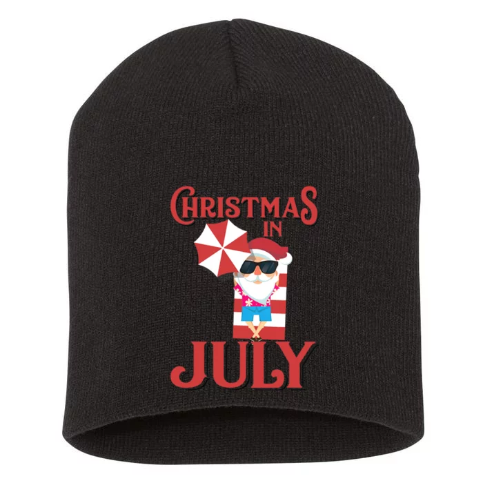 Christmas In July | Cute Beach Santa Claus Gift Short Acrylic Beanie