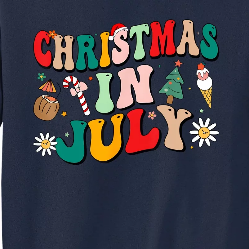 Christmas In July Shirts Groovy Xmas Summer Men Women Kids Tall Sweatshirt