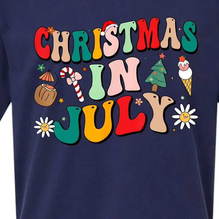 Christmas In July Shirts Groovy Xmas Summer Men Women Kids Sueded Cloud Jersey T-Shirt