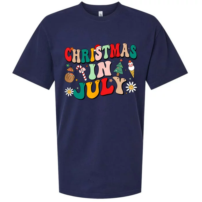 Christmas In July Shirts Groovy Xmas Summer Men Women Kids Sueded Cloud Jersey T-Shirt