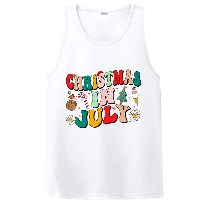 Christmas In July Shirts Groovy Xmas Summer Men Women Kids Performance Tank