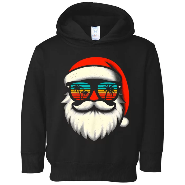 Christmas In July Santa Hat Sunglasses Beach Summer Vacation Toddler Hoodie