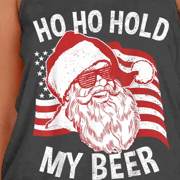 Christmas In July Santa Ho Ho Hold My Beer Women's Knotted Racerback Tank