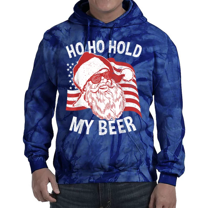 Christmas In July Santa Ho Ho Hold My Beer Tie Dye Hoodie