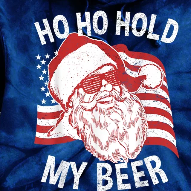 Christmas In July Santa Ho Ho Hold My Beer Tie Dye Hoodie