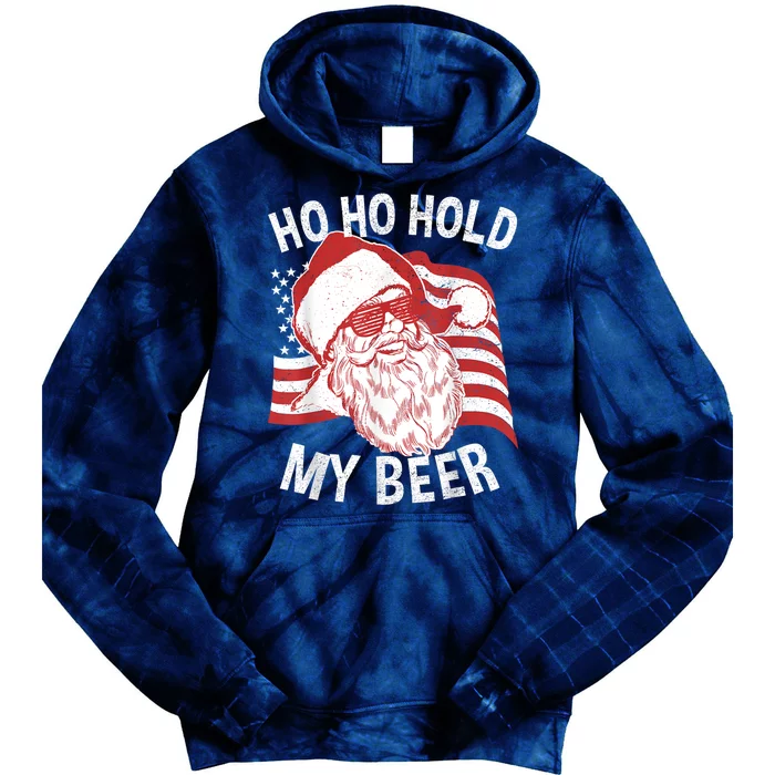 Christmas In July Santa Ho Ho Hold My Beer Tie Dye Hoodie