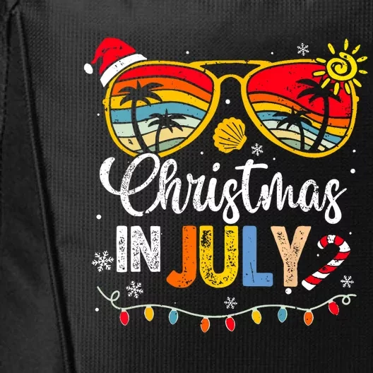 Christmas In July Santa Hat Sunglasses Summer Vacation City Backpack