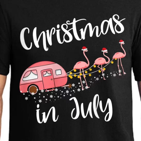 Christmas In July Funny Flamingo Pink Retro Camping Car Pajama Set