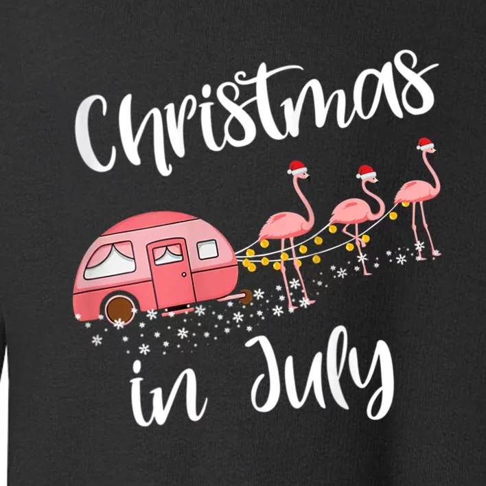 Christmas In July Funny Flamingo Pink Retro Camping Car Toddler Sweatshirt