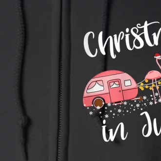 Christmas In July Funny Flamingo Pink Retro Camping Car Full Zip Hoodie