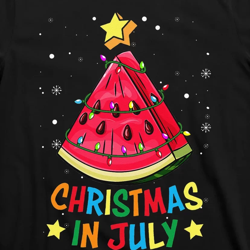 Christmas In July Watermelon Christmas Tree Summer Vacation T-Shirt