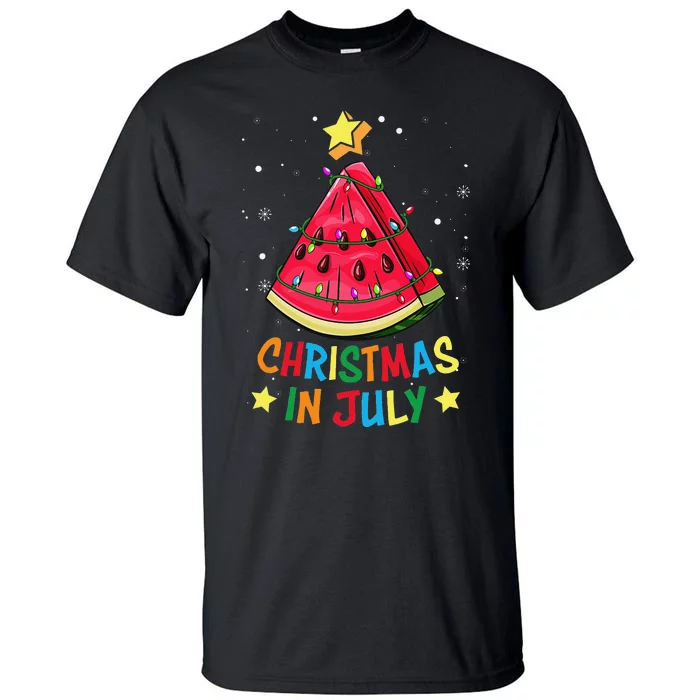 Christmas In July Watermelon Christmas Tree Summer Vacation Tall T-Shirt