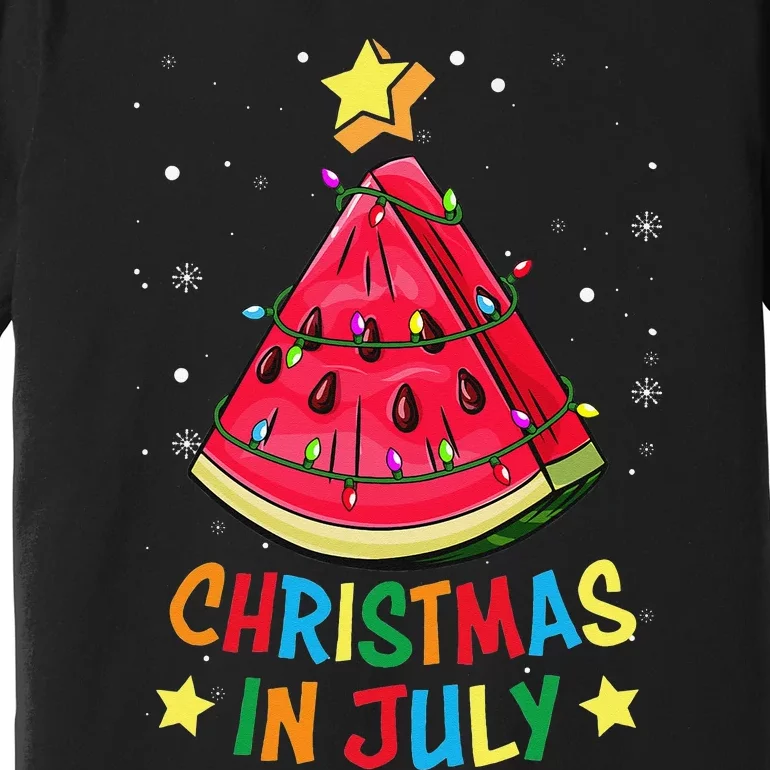 Christmas In July Watermelon Christmas Tree Summer Vacation Premium T-Shirt