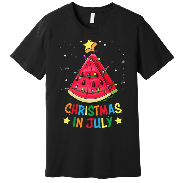 Christmas In July Watermelon Christmas Tree Summer Vacation Premium T-Shirt