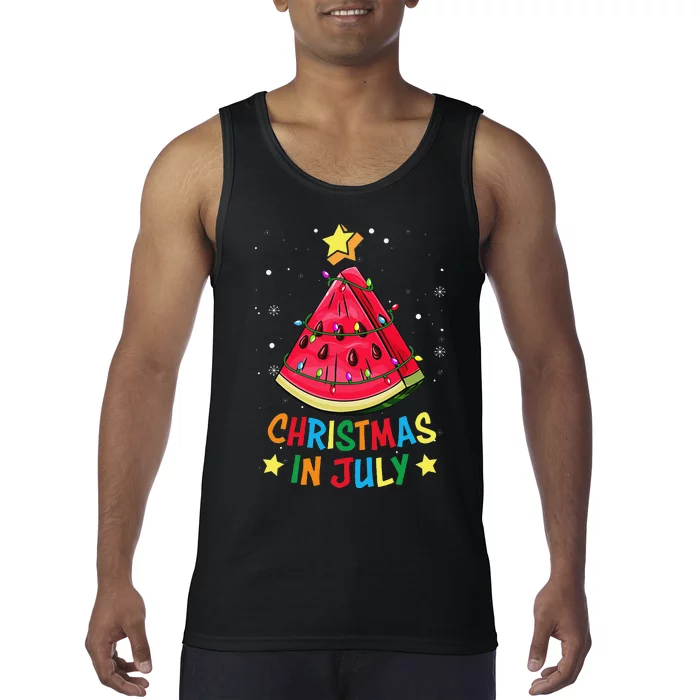 Christmas In July Watermelon Christmas Tree Summer Vacation Tank Top