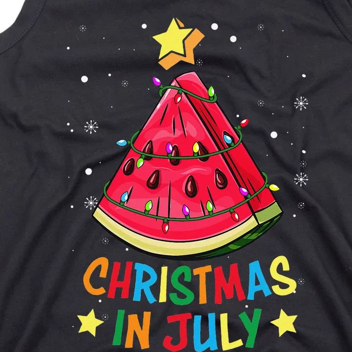 Christmas In July Watermelon Christmas Tree Summer Vacation Tank Top