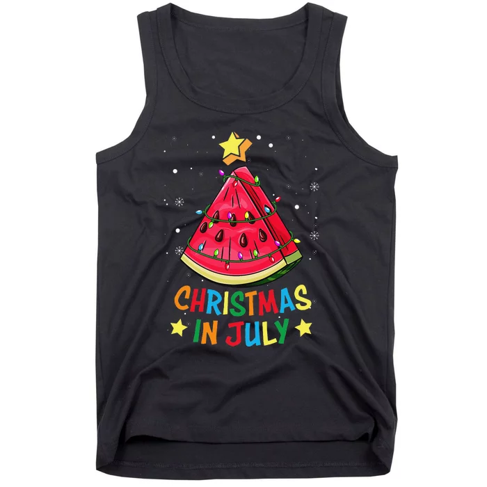 Christmas In July Watermelon Christmas Tree Summer Vacation Tank Top