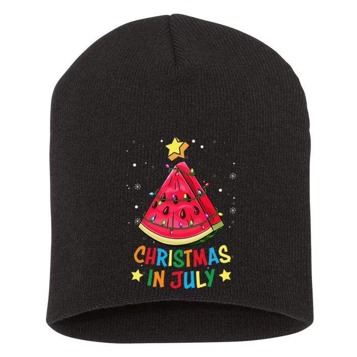 Christmas In July Watermelon Christmas Tree Summer Vacation Short Acrylic Beanie